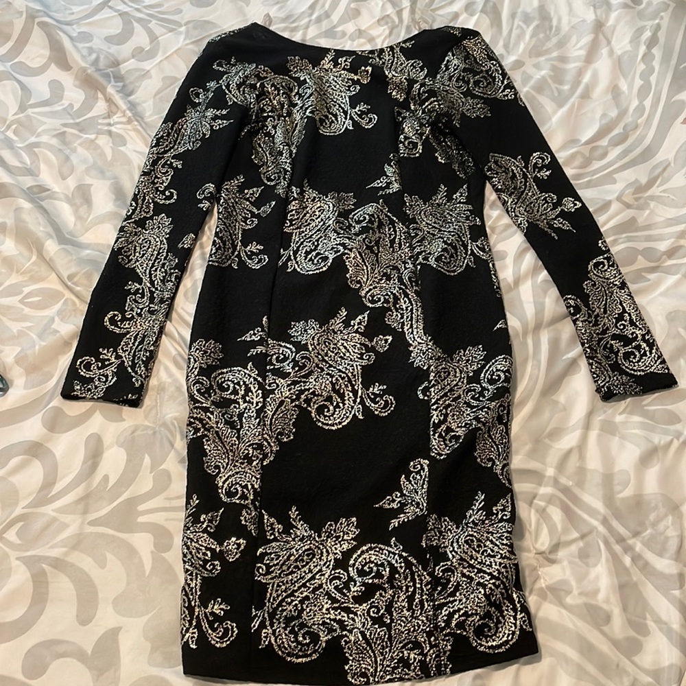 Black and Gold long sleeve backless dress